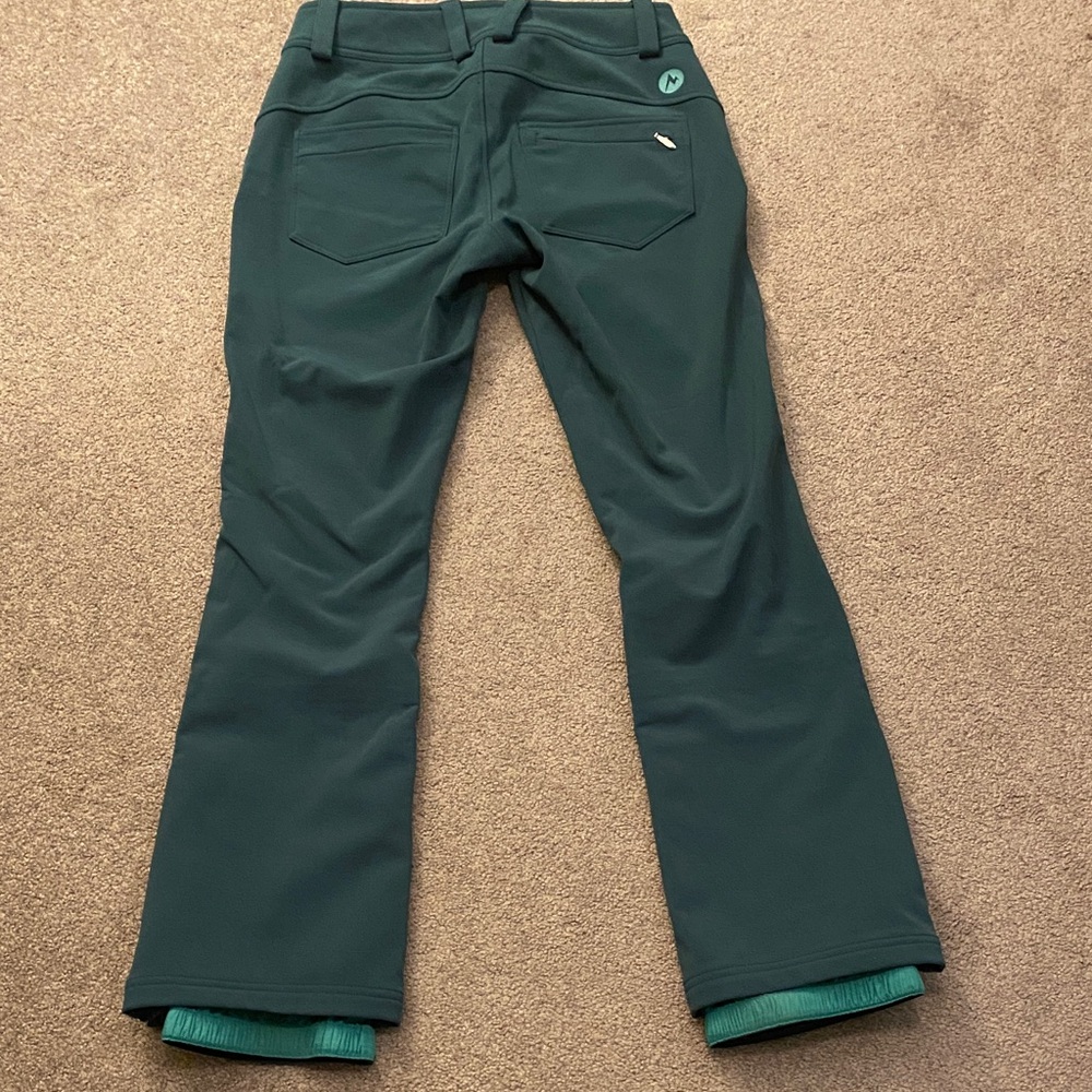 Marmot Teal Green Softshell Women’s Snow Ski Pants - Picture 9 of 11
